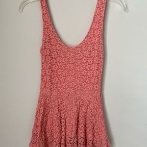 Urban Outfitters coral lace floral peplum top